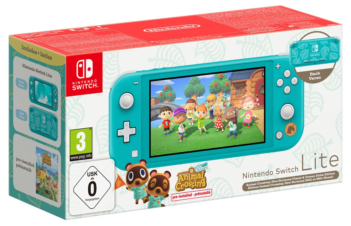 Nintendo Switch Lite Animal Crossing spelkonsol, 32 GB