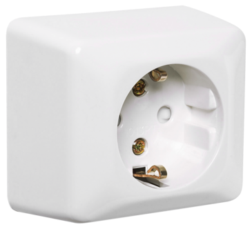 Elko RS påvegg jordet kontakt, enkel, Nordic renhvit