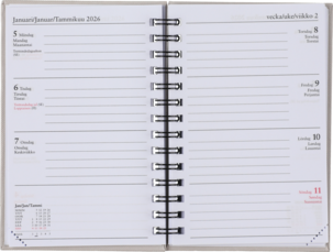 Ukekalender skolekalender 2025 / 2026 A6, spiralinnbundet