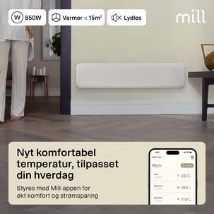 Mill Invisible Smart WiFi element Gen. 4, vit, 850 W