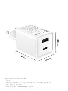 Laturi USB-C ja USB-A GaN, 32 W