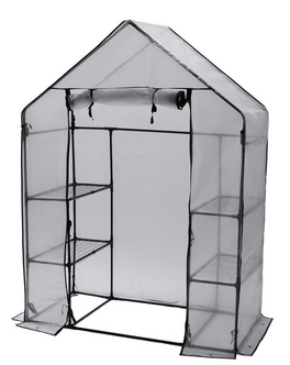 Växthus med 4 hyllor, plast, 1,43 x 0,73 x 1,95 m