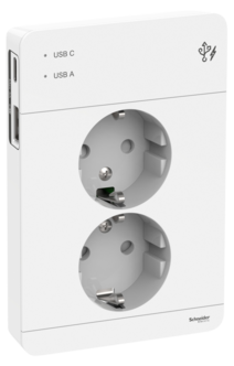 Schneider Exxact infällt 2-vägs vägguttag med USB