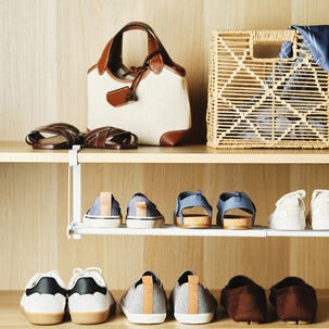 Hängkorg för hyllplan, metall, vit, bredd 39-69 cm