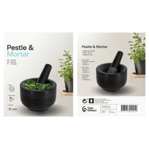 Mortteli marmori, musta, 12 x 8 cm