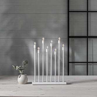 Adventsstake LED på batteri, oppladbar, hvit, 40 cm