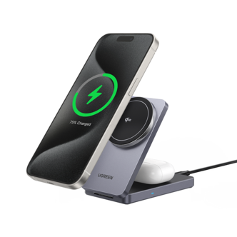 Ugreen 2-in-1 MagSafe trådlös laddare, 15 W