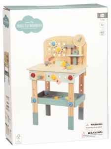 Arbetsbänk barn i trä, 46 delar, från 3 år