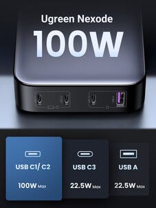 Ugreen Nexode USB-C bordsladdare 100 W 4 portar, GaN