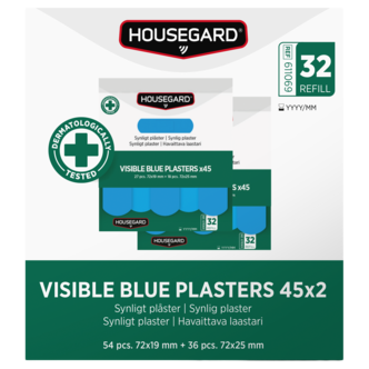 Housegard synlige blå plastre, 2 x 45-pakning