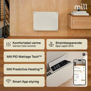 Mill Glass Smart WiFi Sähköpatteri Gen. 4, valkoinen, 400 W