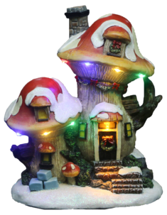 Paristokäyttöinen jouluvalo sienitalo LED