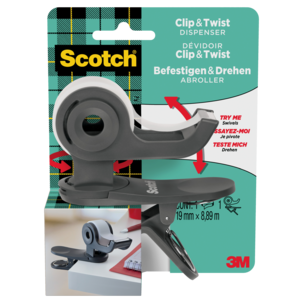 Scotch Clip & Twist tapeholder med tape, 19 mm x 8,89 m