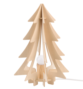 Julgran i trä med belysning, bordslampa julgran, 34 cm