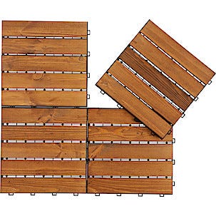 Golvplattor trall, brunlaserad gran, 4-pack