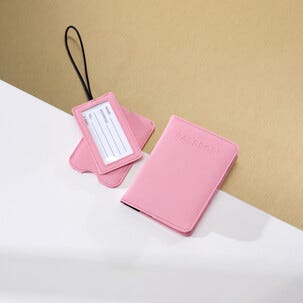 Passfodral och bagagebricka reseset, konstläder