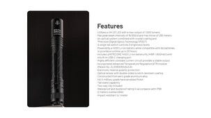 Nitecore oppladbar LED-lommelykt, USB-C, 1000 lm