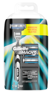 Gillette Mach3, barberhøvel og 2 barberblader