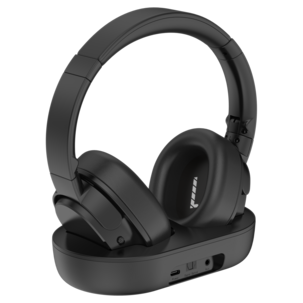 Hörlurar till tv, trådlösa och med sladd, svart