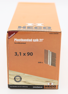 Heco maskinspik 21 grader, plastbandad, 500-pack
