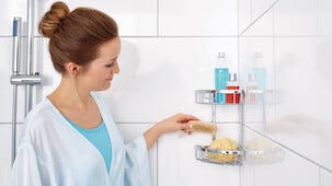 Tesa Aluxx dubbel duschhylla, krom