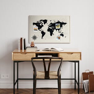 Ääntä vaimentava ilmoitustaulu, maailmankartta, 60 x 90 cm