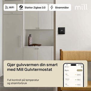 Mill Smart WiFi Termostaatti lattialämmitykseen, digitaalinen