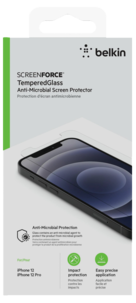 Näytönsuoja iPhone 12 / 12 Pro, Belkin Tempered Glass Anti-Microbial