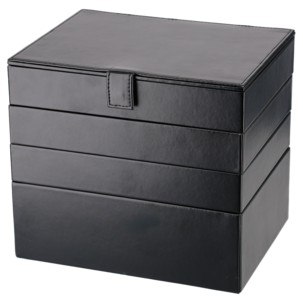 Smyckeskrin herr, smyckesbricka med lock, stapelbar, svart