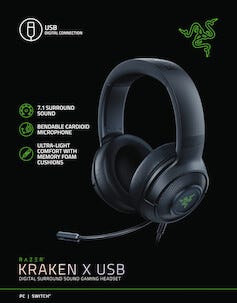 Razer Kraken X USB, gaming-headset