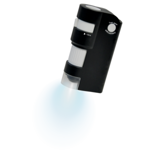 Bärbart mikroskop med LED och UV, 80-150x förstoring