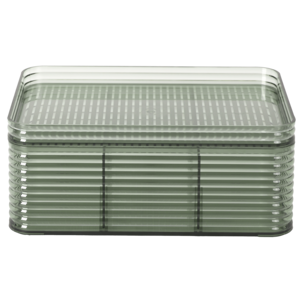 Pinottava säilytyslaatikko, kansi ja lokerot, läpinäkyvä vihreä