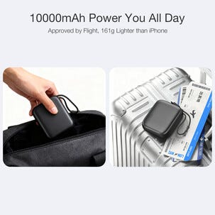 Powerbank 10 000 mAh med USB-C-kabel, 20 W