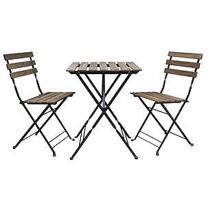 Utemöbler, bord och två stolar