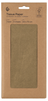 Silkepapir, gyllent, 50 x 70 cm, 5 ark