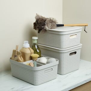 Oppbevaringskurv Neat beige, resirkulert plast