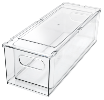 Stapelbar kylskåpsförvaring med utdragbar låda, transparent