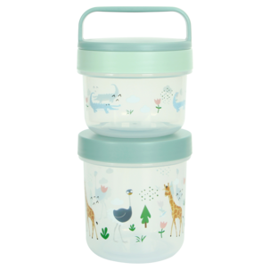 Snackslåda barn, med fack, stapelbar, 2-pack