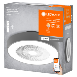 Ledvance Pyöreä LED-kattotuuletin 78 W, harmaa