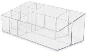 Makeup organizer med 9 rom, klar plast