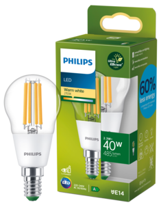Varmvit LED-lampa E14 P45 2,3 W, Philips Ultra Efficient