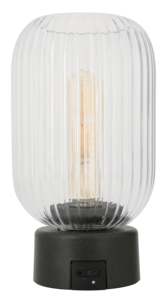 Batteridrevet bærbar bordlampe i glass, oppladbar