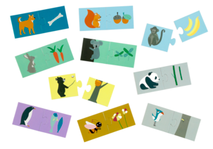 Puslespill med dyremotiv, 2 stk.