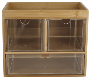 Sminkförvaring med 3 lådor, bambu