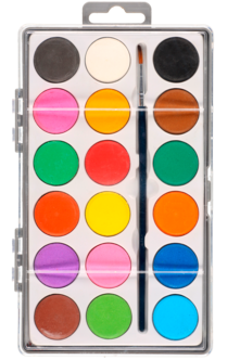 Vannfarger 18 stk, fra 3 år