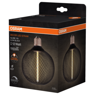 Osram Decor Black LED E27 Straw rakt filament dimbar