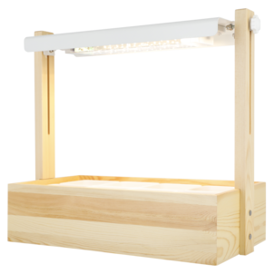 Drivbänk inomhus LED och timer, vit/trä