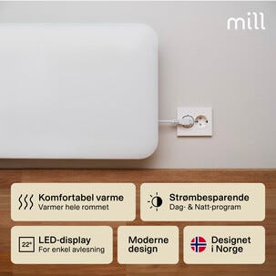 Mill Invisible panelovn med termostat