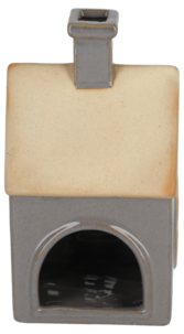 Ljuslykta hus i keramik för värmeljus, grå