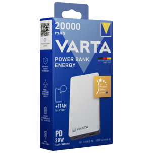 Varta Energy powerbank 20 000 mAh, 3 USB-portar